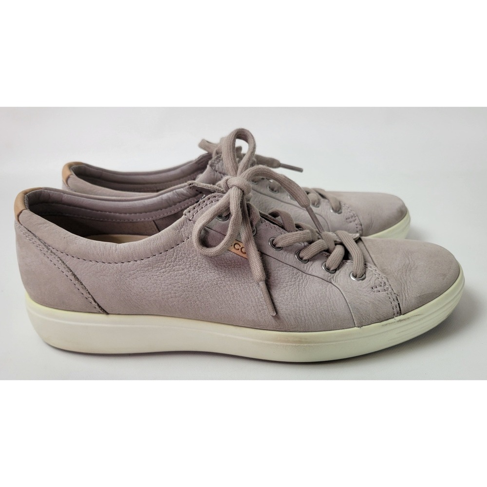 ECCO Soft 7 Mens Leather Sneakers Gray Low Top Lace Up Walking Shoes 43 US 9